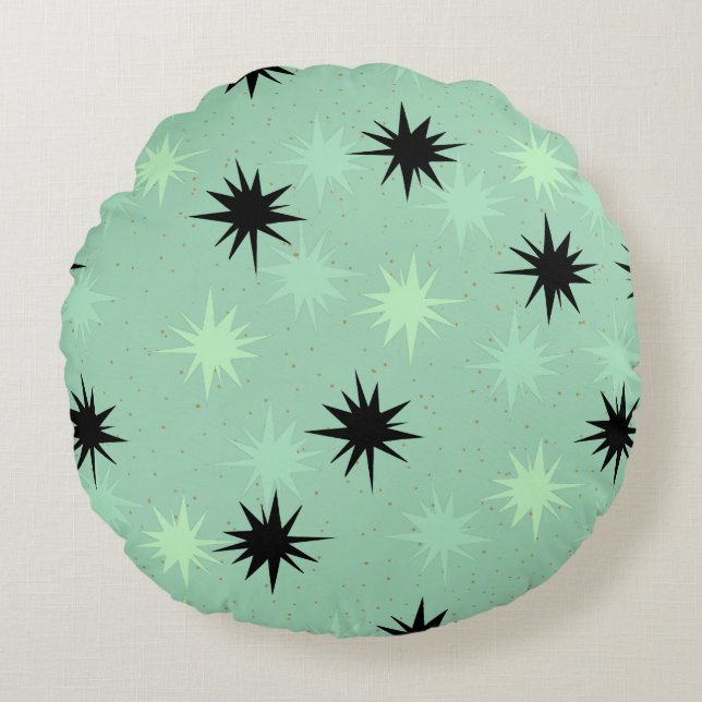 Almohada redonda atómica de Starbursts del jade y (Anverso)