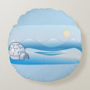 Almohada redonda azul del iglú ártico