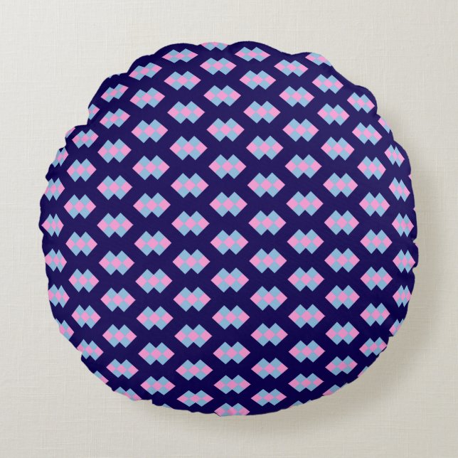 Almohada redonda azul diamante (Anverso)