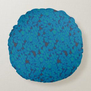 Almohada Redonda Botánica Azul   Decoración de Luj