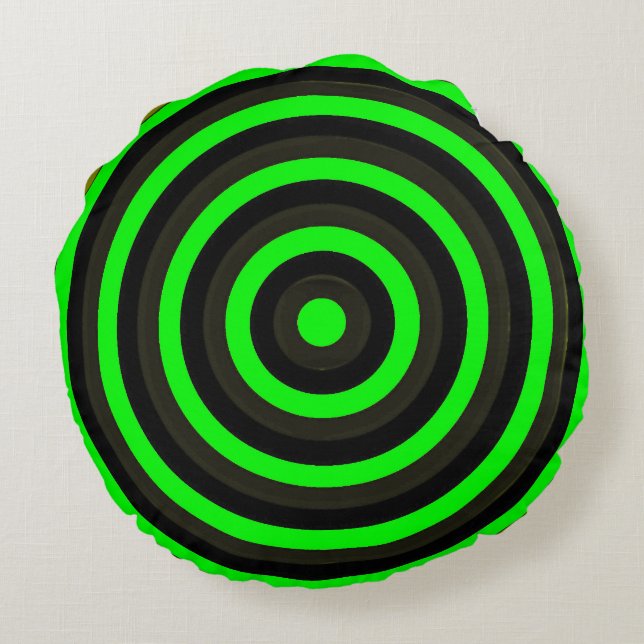 Almohada redonda colorida con diseño circular (Reverso)