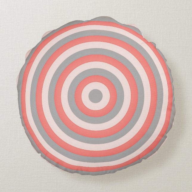 Almohada redonda colorida con diseño circular (Reverso)
