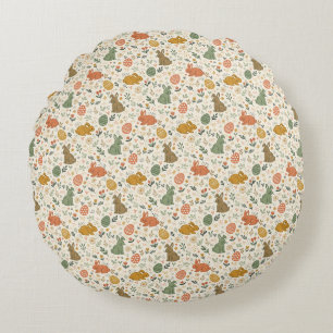 Almohada Redonda con conejitos de primavera dibuja