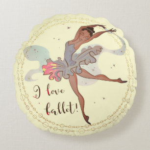Almohada Redonda con Diseño de Bailarina Negra