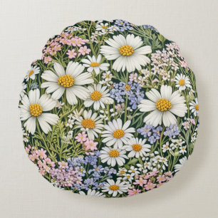 Almohada Redonda Con Diseño De Flores Silvestres