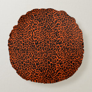 Almohada redonda con estampado de piel de leopardo