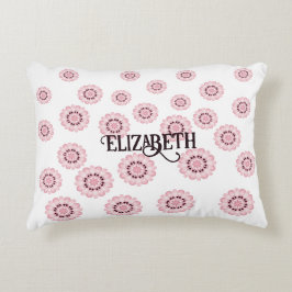 Almohada redonda con estampado floral rosa persona