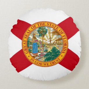 Almohada redonda con la bandera de Florida, EE. UU