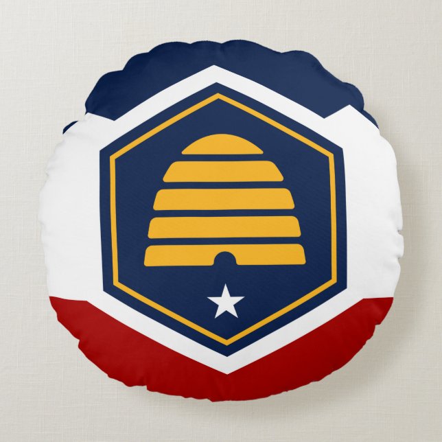 Almohada Redonda con la nueva bandera de Utah, EE. (Anverso)