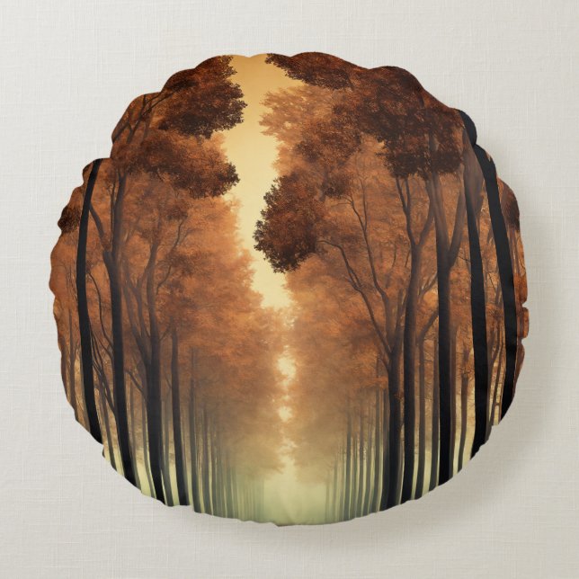 Almohada Redonda con Logo de Árbol Forestal (Anverso)