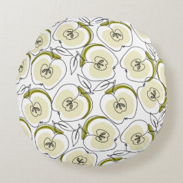 Almohada redonda con manzana dibujada en una línea