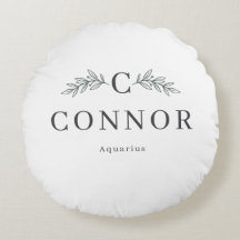 Almohada redonda con monograma de zodíaco personal