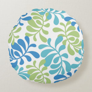 Almohada Redonda con Motivo de Hoja de Teal Elegan