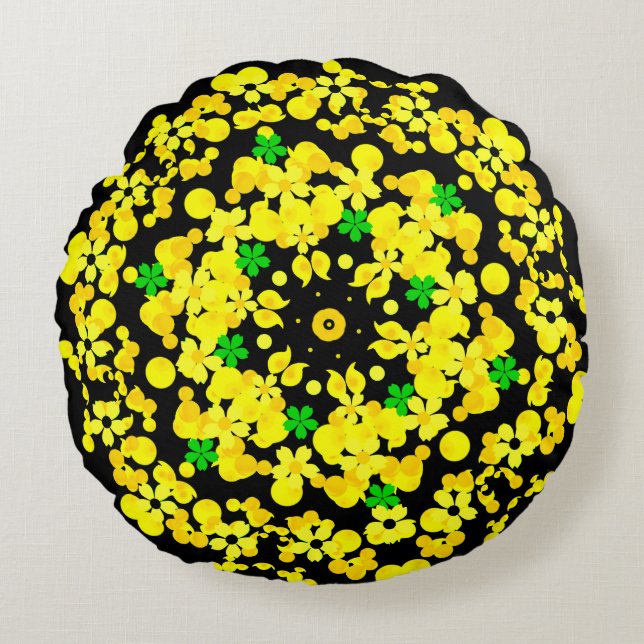 almohada redonda con motivos ornamentales (Anverso)