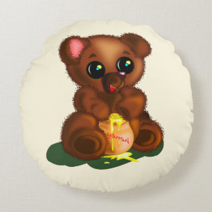 Almohada redonda con oso bebé - Colores Personaliz