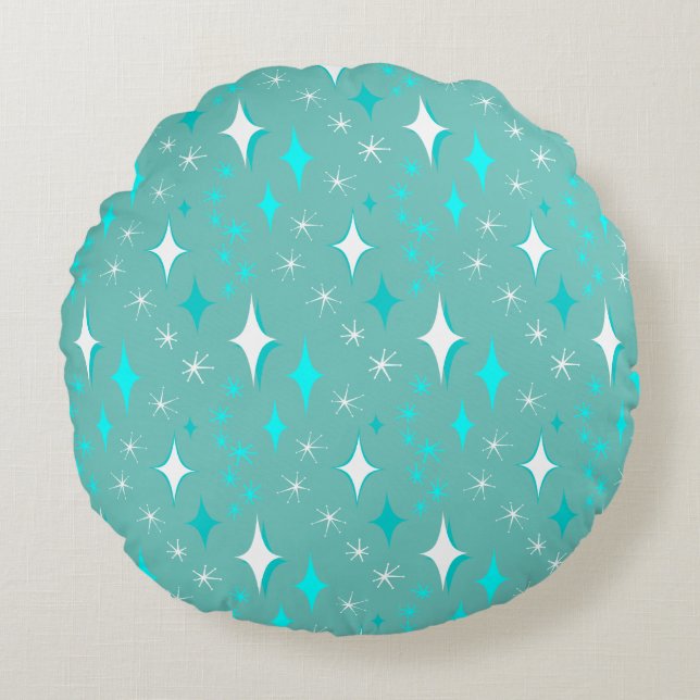Almohada Redonda con Patrón de Estrella en Verde A (Anverso)
