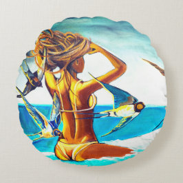 Almohada redonda con pintura única