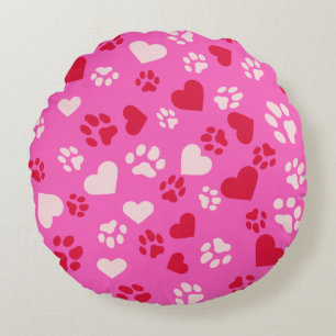 Almohada redonda con pinturas de gatos y formas pa