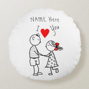 Almohada Redonda con Texto de Nombre Personalizado