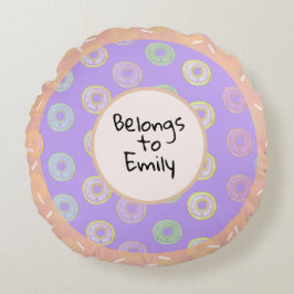 Almohada redonda con toque de donut morado