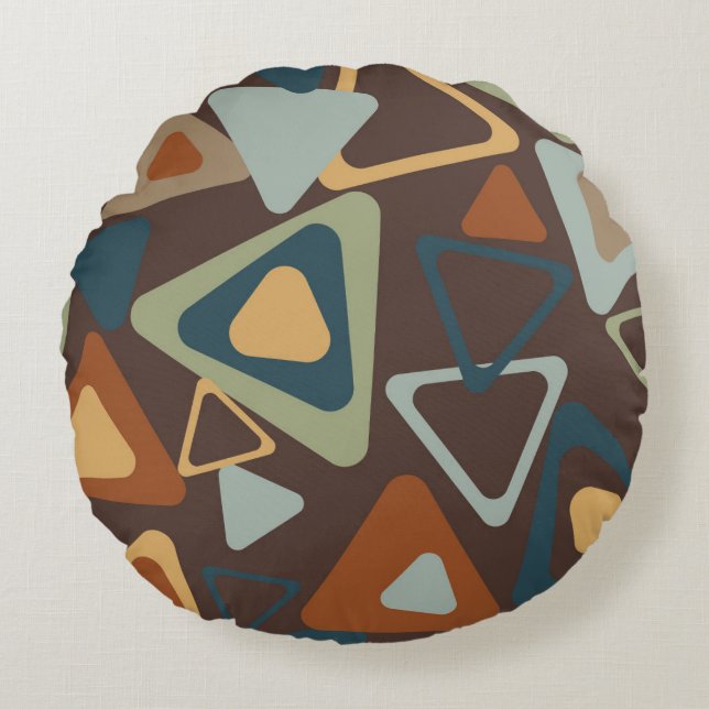 Almohada redonda con triángulos modernos de mediad (Anverso)