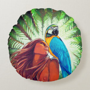 Almohada redonda con un estilo tropical único