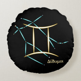 Almohada Redonda Constelación Zodiaco Géminis