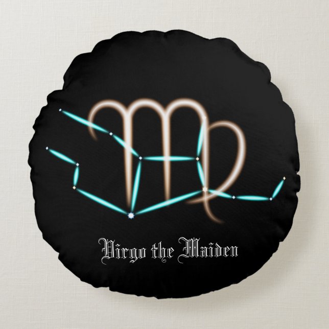 Almohada Redonda Constelación Zodiaco Virgo (Anverso)