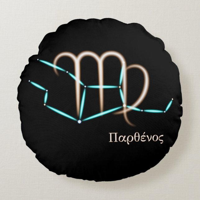 Almohada Redonda Constelación Zodiaco Virgo (Anverso)