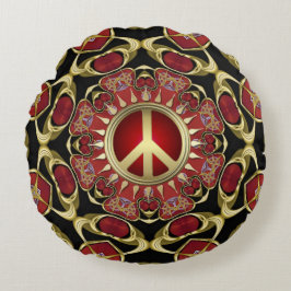 Almohada Redonda Corazones Rojos Paz Poder Amor