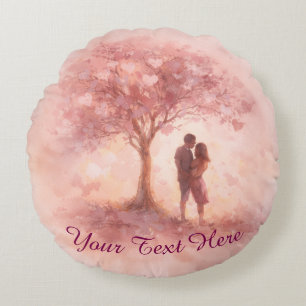 Almohada Redonda Custom Pink Love Tree