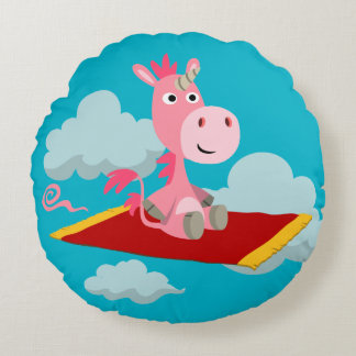 Almohada redonda de alfombras mágicas de unicornio