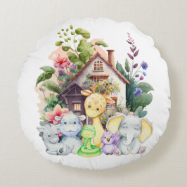 Almohada Redonda de Animales Adorables | Regalo Ad
