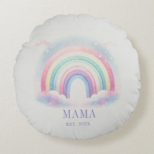 Almohada Redonda de Arcoíris Personalizada Pastel
