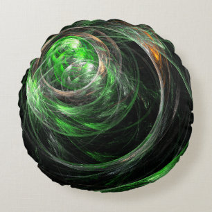 Almohada Redonda de Arte Abstracto Verde alrededor