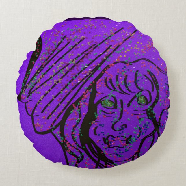 Almohada Redonda de Arte de Fantasía (Anverso)