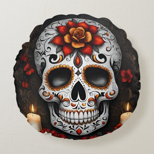 Almohada redonda de azúcar de Halloween (Anverso)