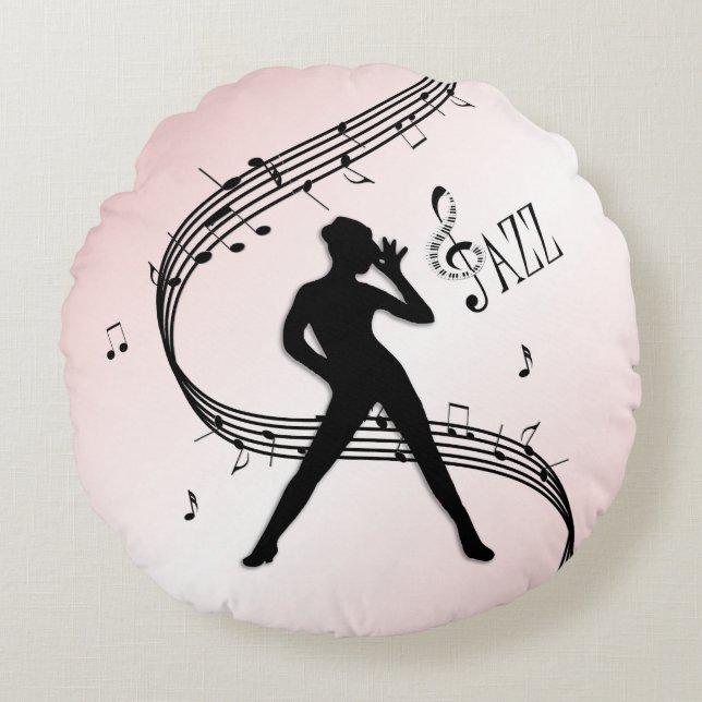 Almohada redonda de baile de jazz rosa (Anverso)