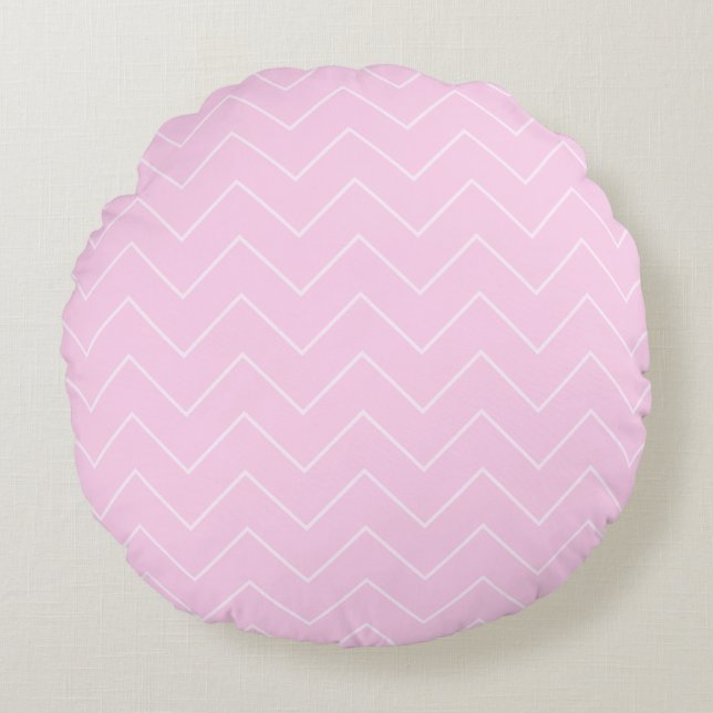 Almohada redonda de bebé niña con lunares rosados (Anverso)