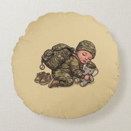 Almohada Redonda de Bebé Recluta Militar Nuevo