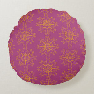 Almohada redonda de boysenberry Retro Mandala