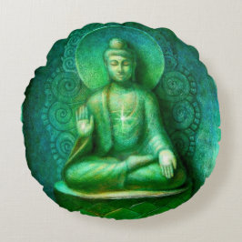Almohada redonda de Buda de la meditación verde