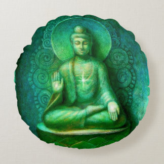 Almohada redonda de Buda de la meditación verde