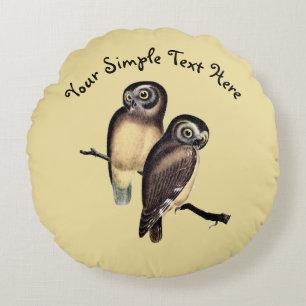 Almohada redonda de búho ilustrado a mano