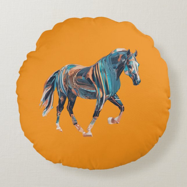 Almohada redonda de caballos (Anverso)