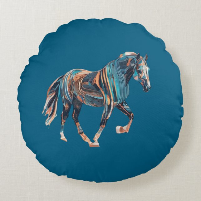 Almohada redonda de caballos (Anverso)