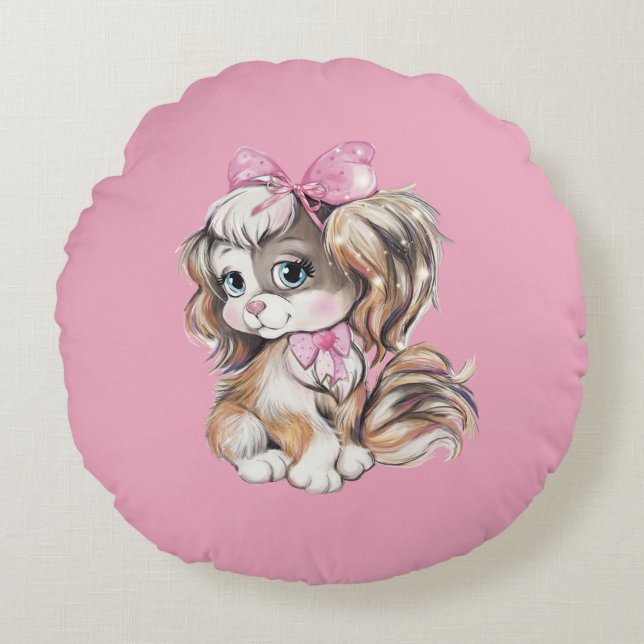 Almohada Redonda de Cachorro (Anverso)