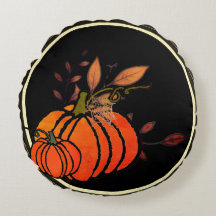 Almohada Redonda de Calabaza Espeluznante