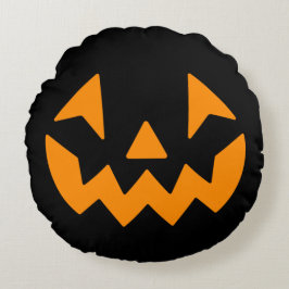 Almohada redonda de calabaza negra de Halloween