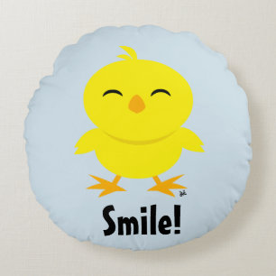 Almohada Redonda de Chick Sonriente Lindo